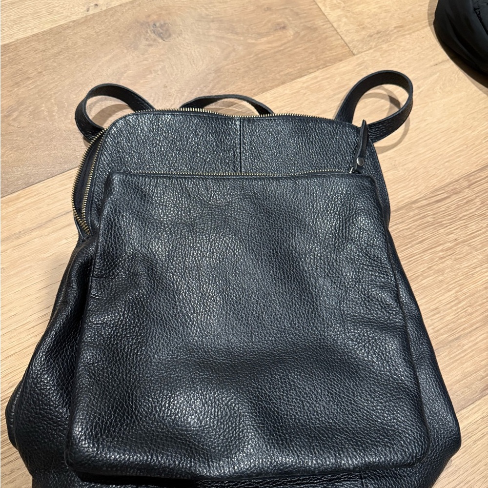 Black Real Leather unisex Backpack